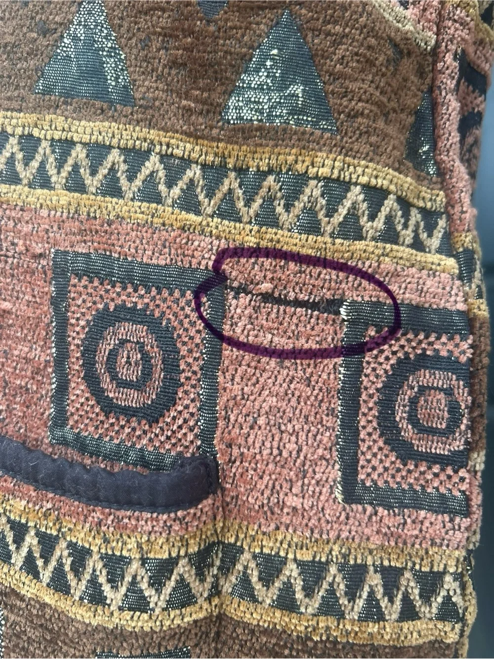 Vintage 90s Brown Tan Woven Tapestry Button Front Jacket Western S M